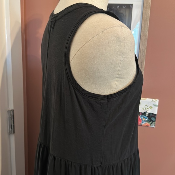 Nation LTD Melissa tiered Pima cotton ribbed trim S Black Sleeveless Dress - Picture 7 of 13